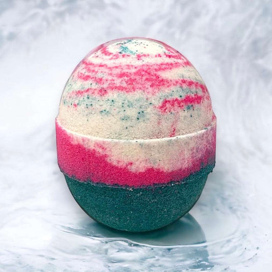 a bath bomb sitting on top of a white surface