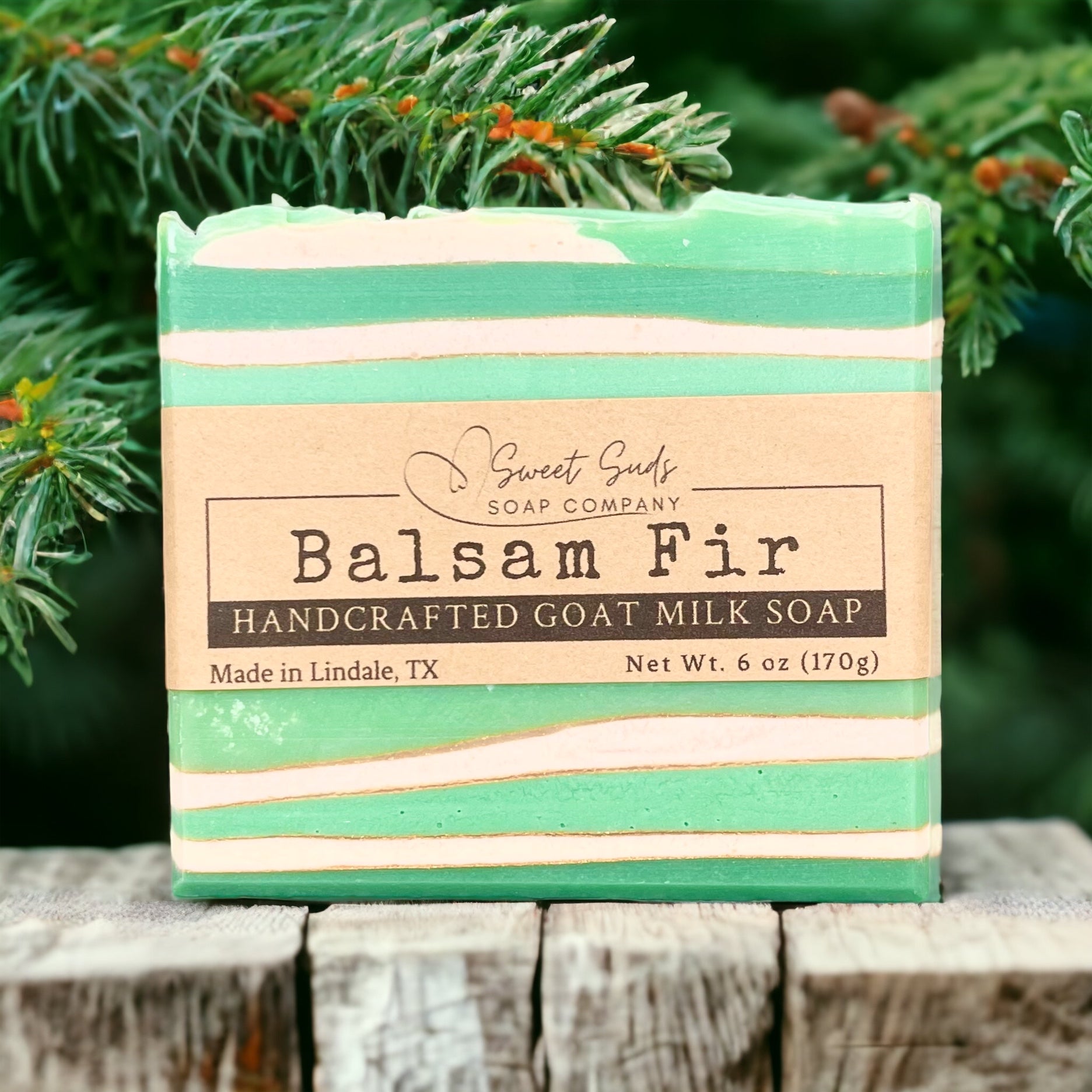 a bar of soap sitting on top of a wooden table